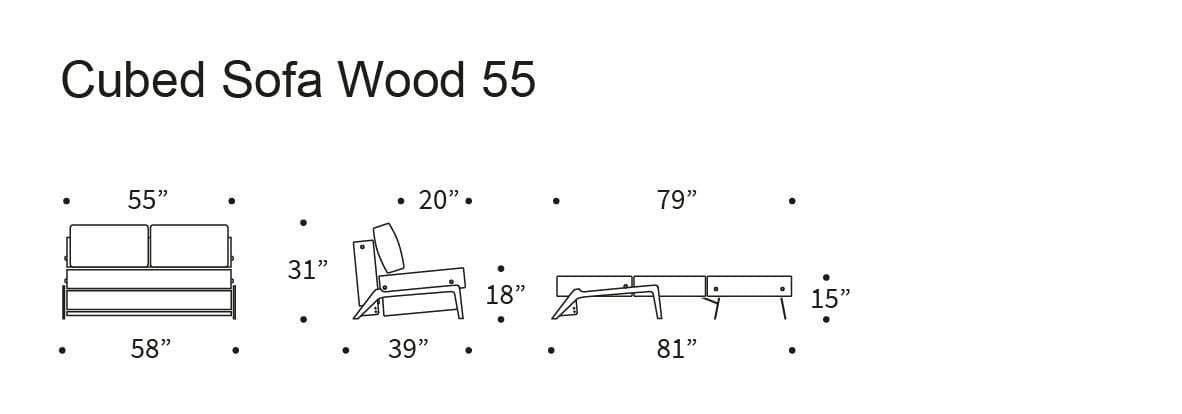 Innovation Cubed Full Size Sofa Bed With Dark Wood Legs